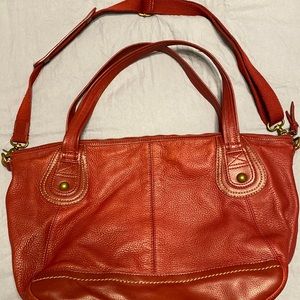 The Sak Red Leather Shoulder Bag with Adjustable Strap